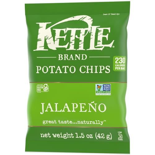 Kettle Brand Potato Chips, Jalapeno Kettle Chips, Snack Bag, 1.5 Oz