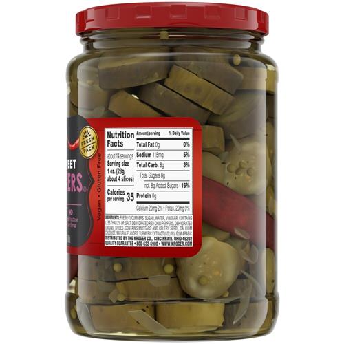 Kroger Hot & Sweet Snackers Pickles 24 fl oz