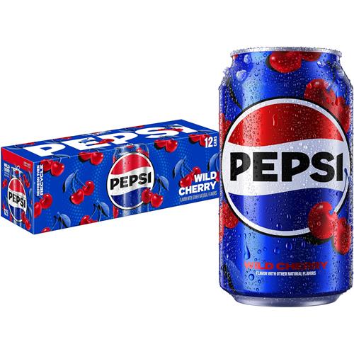 Pepsi Cola Soda, Wild Cherry, 12 Fl Oz Cans (Pack Of 12)