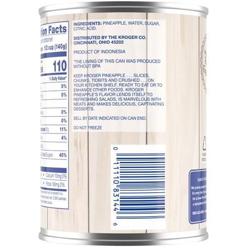 Kroger Canned Pineapple Chunks in Heavy Syrup 20 oz