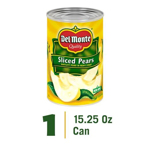 Del Monte Sliced Pears, Bartlett Pears In Heavy Syrup, 15.25 Oz