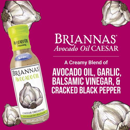 Briannas - Avocado Oil Caesar Dressing - Nutrient Rich, Keto Friendly, Dairy Free Salad Dressing Made With 100% Avocado Oil - 10 Oz. Bottle