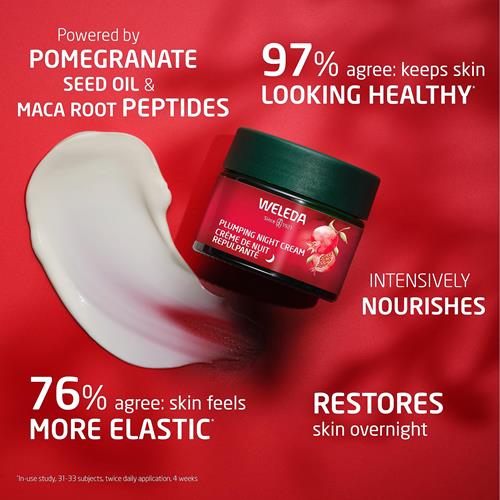 Weleda Face Care Plumping Night Cream, Plant Rich Moisturizer With Pomegranate And Maca Root Peptides