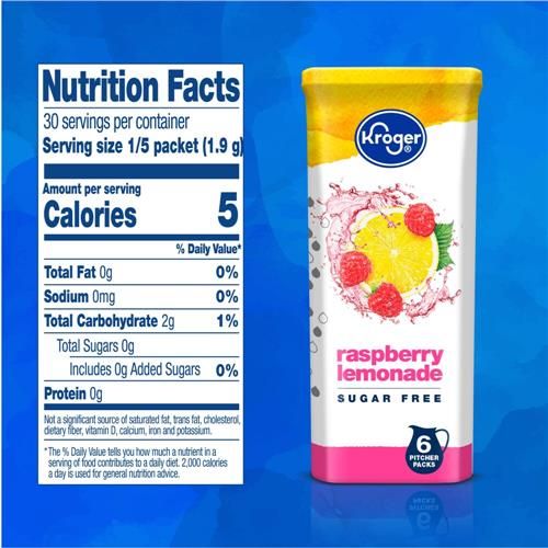 Kroger Zero Sugar Raspberry Lemonade Drink Mix Packets 6 packets