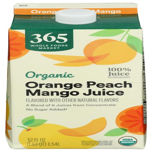 Whole Foods Market, Organic Orange Peach Mango Juice, 52 Fl Oz