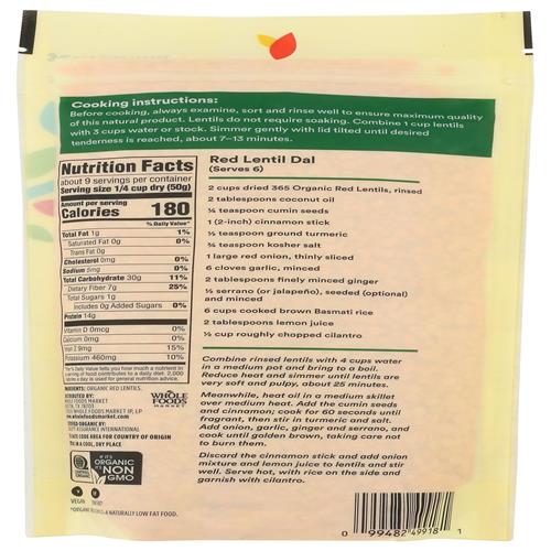 Whole Foods Market Organic Red Lentils, 16 Oz