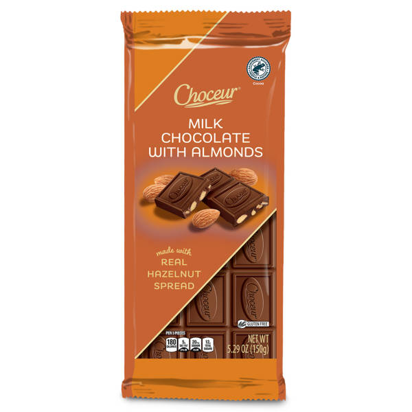 Choceur Milk  Chocolate Bar with Almonds, 5.29 oz