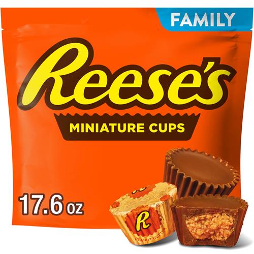 Reeses Miniatures Milk Chocolate Peanut Butter Cups, Candy Family Pack, 17.6 Oz