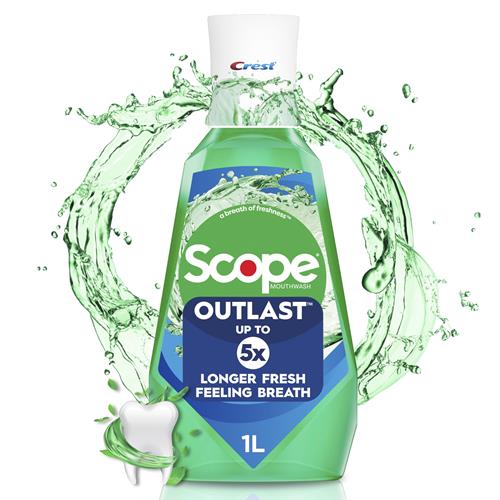 Crest Scope Outlast Mouthwash, Long Lasting Mint, 1 L
