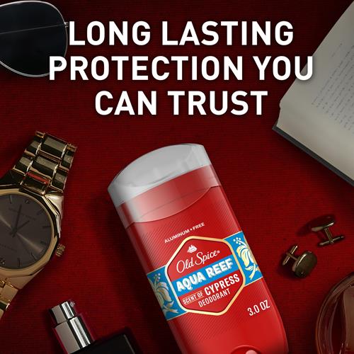 Old Spice Aluminum Free Deodorant For Men, 24/7 Odor Protection, 24/7 Freshness & Lasting Scent, Aqua Reef With Cypress Scent, 3.0 Oz