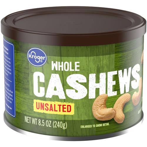 Kroger Whole Unsalted Cashews 8.5 oz