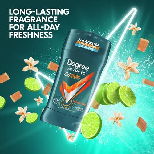 Degree Men Antiperspirant Deodorant Adventure 72-Hour Sweat And Odor Protection Antiperspirant For Men With Body Heat Activated Technology 2.7 Oz