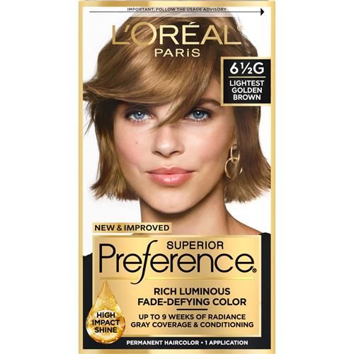 Loreal Paris Superior Preference Fade-Defying + Shine Permanent Hair Color, 6.5G Lightest Golden Brown, Pack Of 1, Hair Dye