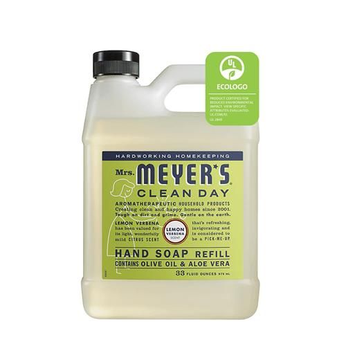 Mrs. Meyers Clean Day Liquid Hand Soap Refill, Cruelty Free And Biodegradable Formula, Lemon Verbena Scent, 33 Oz