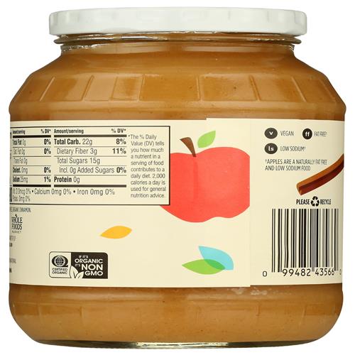 Whole Foods Market, Organic Cinnamon Applesauce, Unsweetened, 24 Ounce