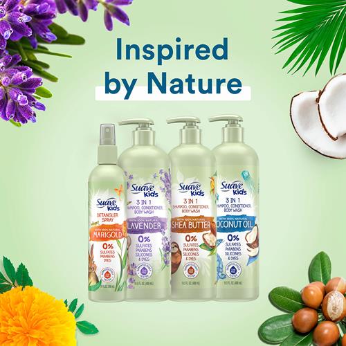 Suave Kids Naturals 3In1 Shampoo Conditioner Body Wash Kids 3 In 1 With Coconut Oil Dermatologist-Tested And Tear-Free Shampoo Conditioner Bodywash 16.5 Oz