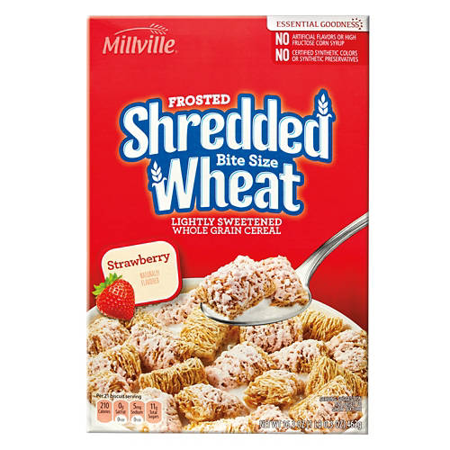 Millville Strawberry Frosted Shredded Wheat Cereal, 16.3 oz