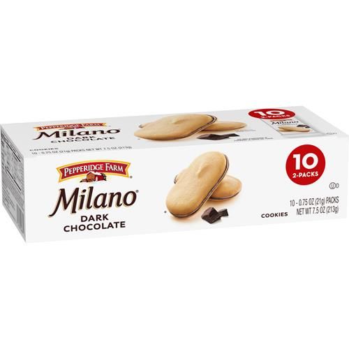 Pepperidge Farm Milano Cookies, Dark Chocolate, 10 Packs, 2 Cookies Per Pack