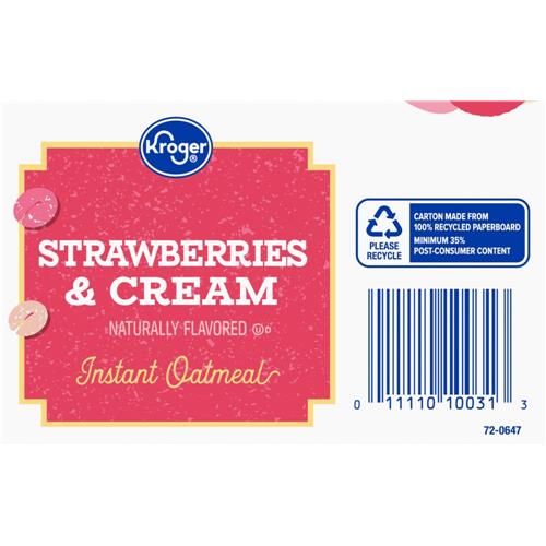 Kroger Strawberries & Cream Instant Oatmeal 8 ct