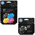 New, Pre-Owned - HP 67 2 Black and 1 Color Ink Cartridge-3 Pack