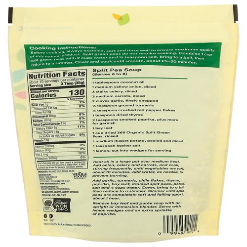 Whole Foods Market, Organic Green Split Peas, 16 Ounce