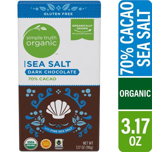 Simple Truth Organic Sea Salt 70% Cacao Fair Trade Dark Chocolate Bar 3.17 oz