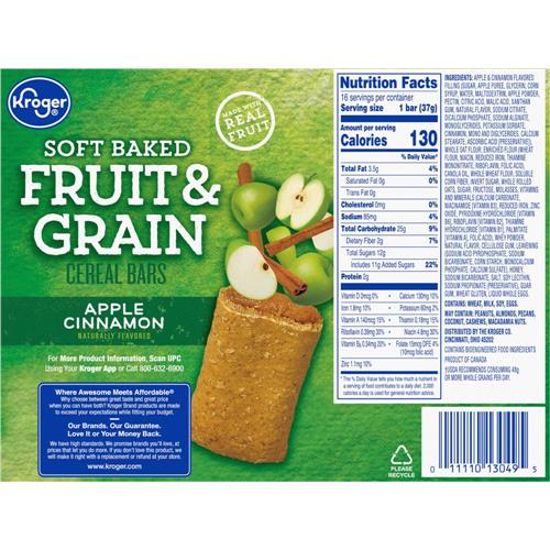 Kroger Fruit & Grain Apple Cinnamon Breakfast Bars 16 ct