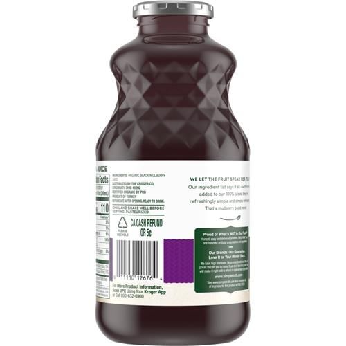Simple Truth Organic No Sugar Added Black Mulberry 100% Juice 32 fl oz