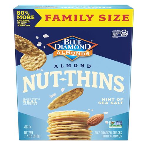 Blue Diamond Almonds Nut-Thins Gluten Free Cracker Crisps, Hint Of Sea Salt, Family Size, Sea Salt, 7Oz
