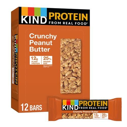 Kind Protein Snack Bar, Crunchy Peanut Butter, Healthy Snacks, Gluten Free, 12G Plant Protein, 12 Count
