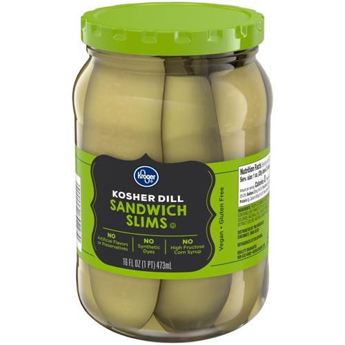 Kroger Kosher Sandwich Slims Dill Pickles 16 fl oz
