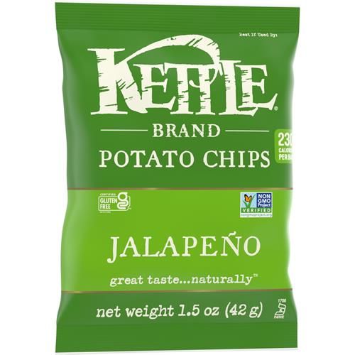 Kettle Brand Potato Chips, Jalapeno Kettle Chips, Snack Bag, 1.5 Oz