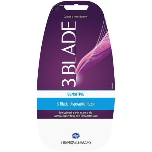 Kroger Womens Sensitive 3 Blade Disposable Razors 3 ct