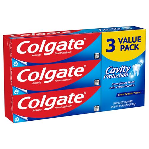 Colgate Cavity Protection Toothpaste With Fluoride, 6 Oz, Pack Of 3