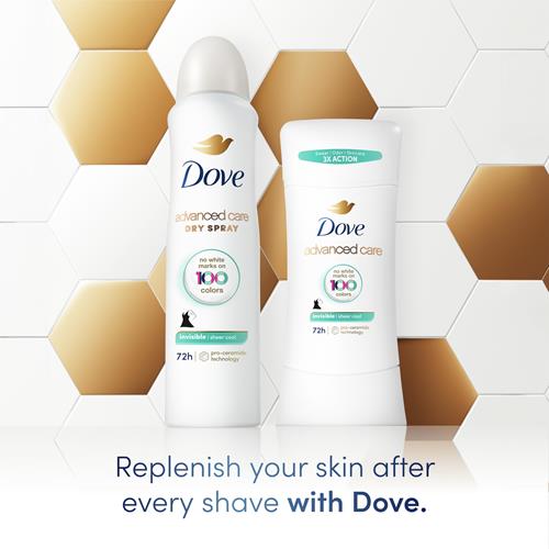 Dove Advanced Care Antiperspirant Deodorant Stick Sheer Cool For Soft, Resilient Skin, With 72-Hour Sweat & Odor Protection, 2.6 Oz