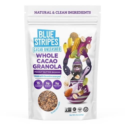 Blue Stripes Peanut Butter Banana Whole Cacao Granola, 8 Oz