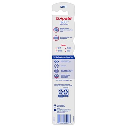Colgate 360 Optic White Whitening Toothbrush, Soft