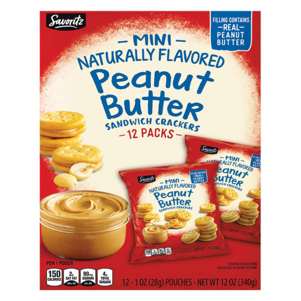 Savoritz Mini Peanut Butter Sandwich Crackers, 12 oz