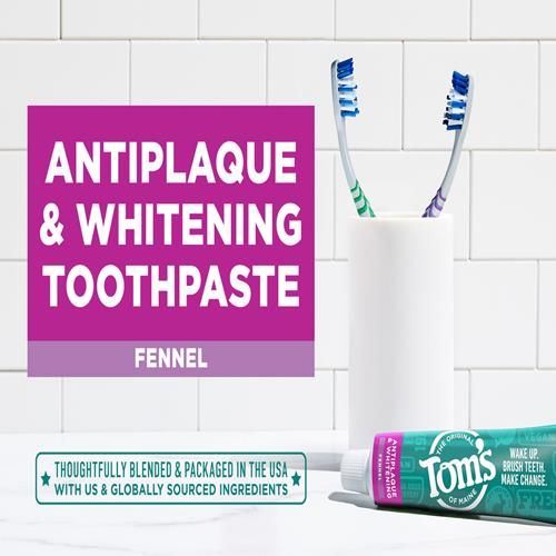 Tom’S Of Maine Antiplaque And Whitening Toothpaste, Fluoride Free, Fennel, Single, 4.5 Oz