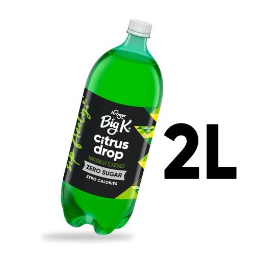Big K Citrus Drop Zero Sugar Zero Calorie Soda Bottle 2 liter