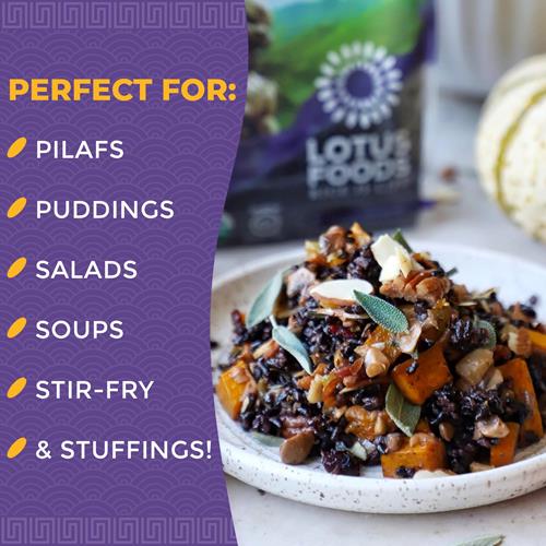 Lotus Foods Organic Forbidden Rice - Black Rice Organic, Purple Rice, Black Rice Bulk, Gluten Free Heirloom Rice, Whole Grain, Non Gmo, Vegan - 15 Oz Bag (Pack Of 1)
