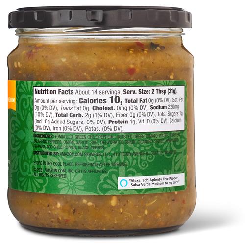 Aplenty Five Pepper Salsa Verde, Medium, 15.5 Oz