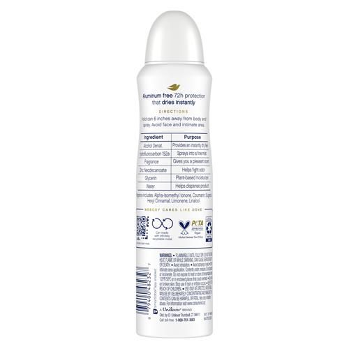 Dove 0% Aluminum Deodorant Spray Coconut & Pink Jasmine For 48 Hour Protection Aluminum Free Deodorant 4 Oz