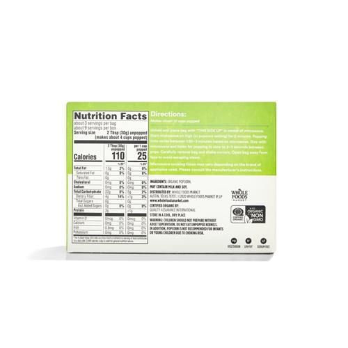 Whole Foods Market Organic No Oil Or Salt Microwave Popcorn, 9 Oz