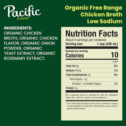 Pacific Foods Low Sodium Organic Free Range Chicken Broth, 48 Oz Carton