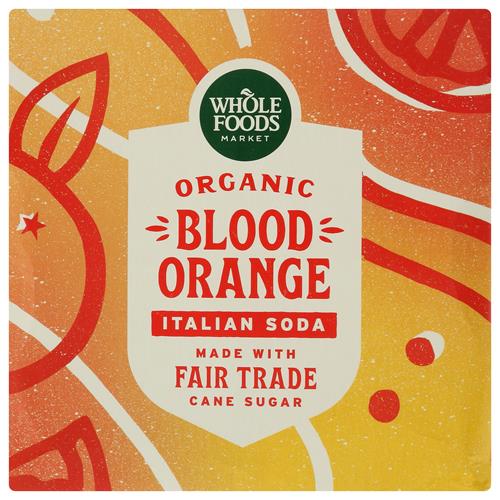 Whole Foods Market 4 Pack Organic Italian Soda, Blood Orange, 11.2 Fluid Ounce