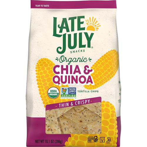 Late July Snacks Thin And Crispy Organic Tortilla Chips With Chia And Quinoa, 10.1 Oz Bag