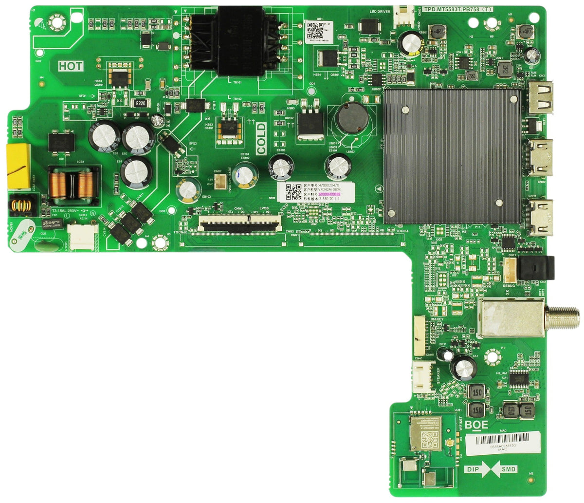 60000-00012 Vizio Main Board, TPD.MT5583T.PB758, VFD43M-0804