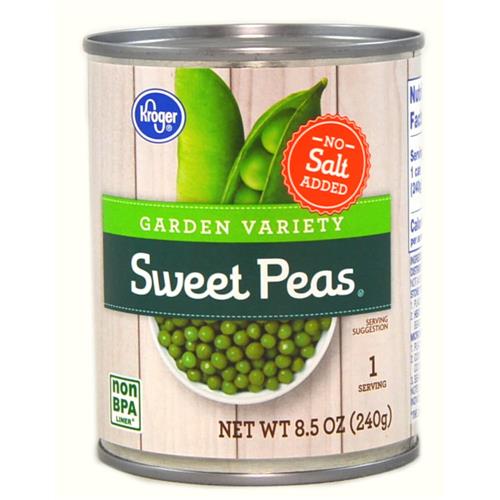 Kroger No Salt Added Garden Variety Sweet Peas 8.5 oz