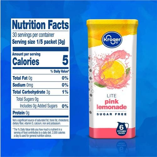 Kroger Lite Zero Sugar Pink Lemonade Drink Mix Packets 6 packets